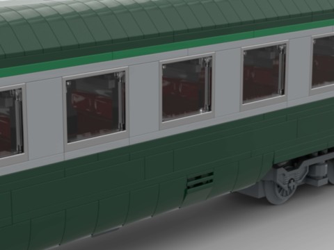 Wagon UIC 1ère 2ème classe de la SNCF - vert gris