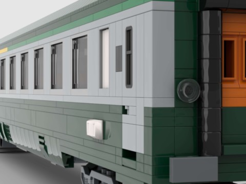 Wagon UIC 1ère 2ème classe de la SNCF - vert gris