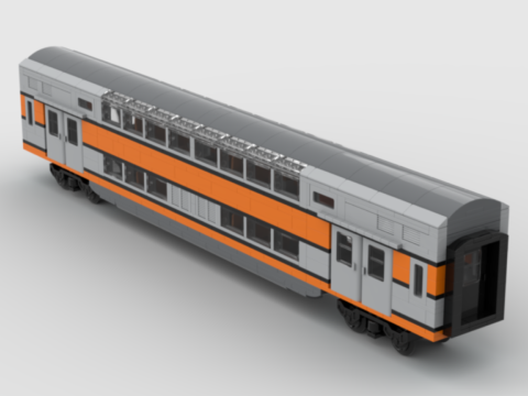 Plan de construction MOC voiture VB2N de la SNCF en livrée "béton". Voiture de rame sans poste de conduite
