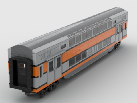 Plan de construction MOC voiture VB2N de la SNCF en livrée "béton". Voiture de rame sans poste de conduite